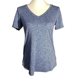 Athleta Women's‎ XXS Breezy Scoop V-Neck Tee T-Shirt Micro Cheeta Chrome Blue